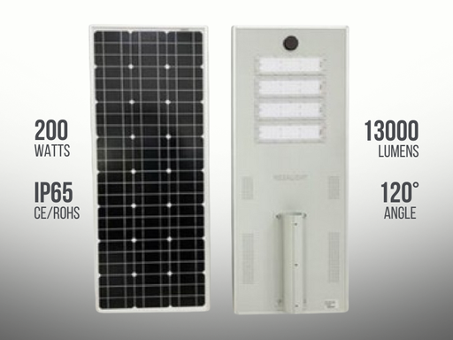[ML-SSL-PRO-3A-200W] Solar Street Light Integrated Aluminum 200 Watts